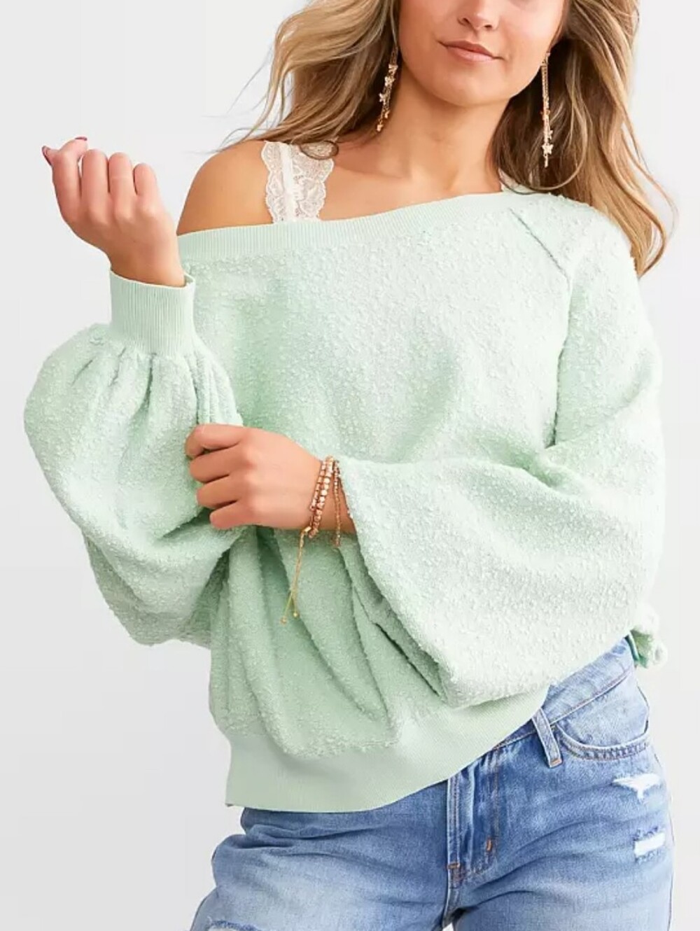 Free People Found My Friend Pullover In Misty Jade Size Small